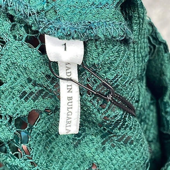 NWT Sandro Paris Romie Lace Mini Dress Mock Neck Open Back Green Sz 1 - Picture 9 of 16